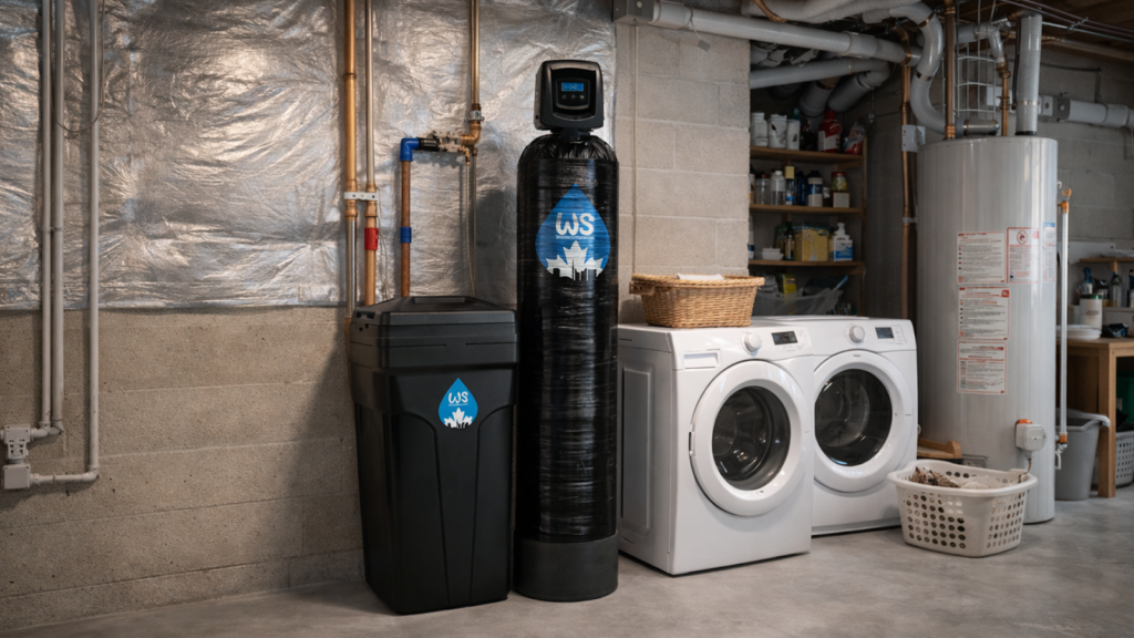 Water Softener Installed aside washing machine