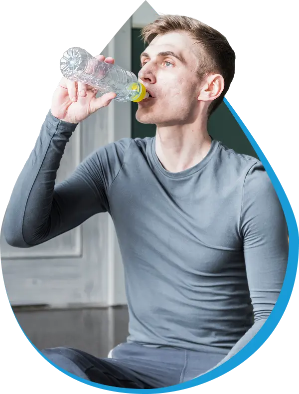 guy drinking chlorine free water