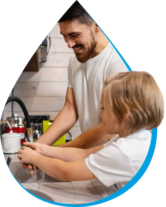 father daughter washing hands